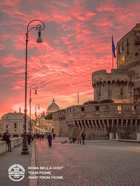 Lâu đài Thiên thần chỉ cách Vaticano mươi phút đi bộ, tuyệt đẹp trong ráng chiều